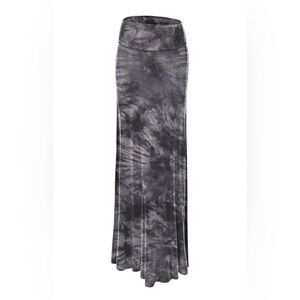 Elegant Gray Tie-Dye Maxi Skirt